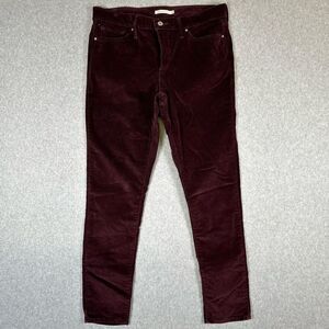 Levis Womens Size 32 Shaping Skinny Leg Corduroy Pants Burgundy Low Rise